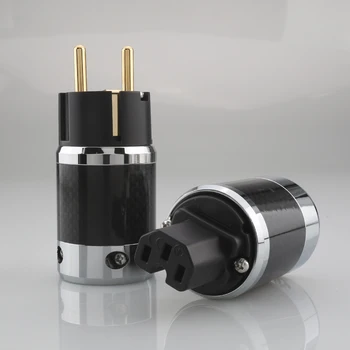 Новый Audiocrast CFG из углеродного волокна с позолоченным Покрытием Schuko Power Plug Разъем IEC Женский Аудио Класс DIY Power cable приводит HIFI Изображение