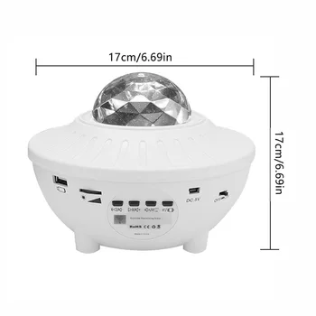 Проекторная лампа RGB со звездным изображением, Bluetooth-совместимый пульт дистанционного управления, музыкальная подсветка 2x3 Вт Изображение