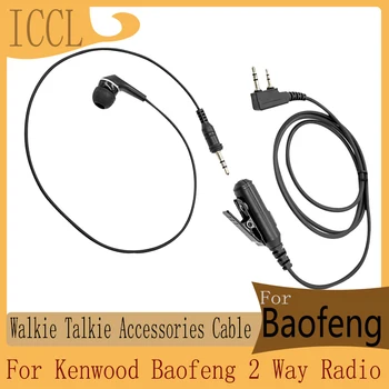 ICCL 2-Контактный Аксессуар для портативной рации, Наушник-вкладыш с PTT Микрофоном, Съемный кабель для 2-полосного радио Kenwood Baofeng, отсоединяемый Изображение