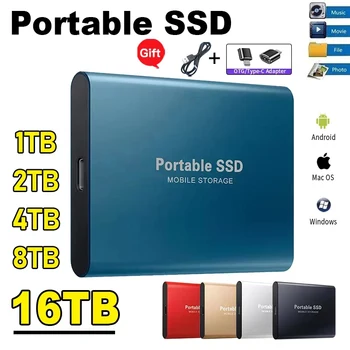 Портативный SSD Высокоскоростной мобильный твердотельный накопитель емкостью 1 ТБ, 500 ГБ внешнего накопителя с интерфейсом Type-C USB 3.1 для Ноутбука/ПК/Mac Изображение