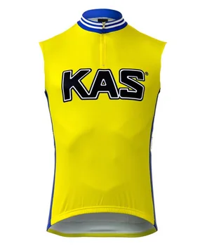 Зимний флисовый термальный жилет KAS TEAM в стиле ретро, классический жилет для велоспорта без рукавов, Mtb одежда, велосипедный майо, одежда для велоспорта Изображение