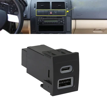 1 шт. Автомобильное зарядное устройство с двумя USB-разъемами PD Type C Для зарядки Адаптер питания Телефон Для Фольксваген ПОЛО 04-11 Изображение