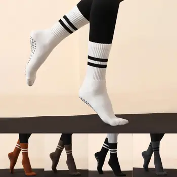 1 пара Модных Носков для йоги, Силиконовые нескользящие носки для пола, Дышащий Хлопковый Танцевальный Балет, Фитнес-движение, Пилатес, Балетный носок Изображение