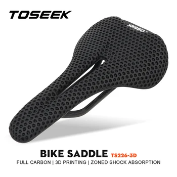 TOSEEK TS226 3D Печатное Велосипедное Седло Из Углеродного Волокна Сверхлегкий Полый Удобный Дышащий MTB/Дорожный Велосипед Запчасти Для велосипедных Сидений Изображение
