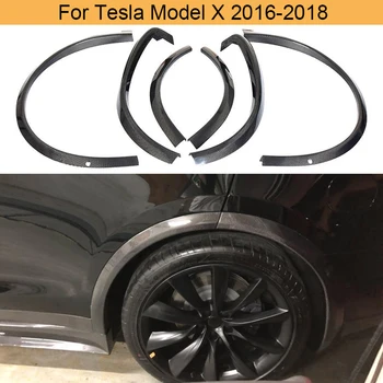 Автомобильные колесные арки из углеродного волокна, вспышки для бровей, крыла для Tesla Model X 2016 2017 2018, Брызговики для брызговиков Изображение