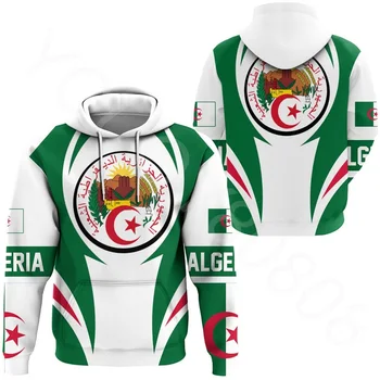 Африканская мужская одежда, пуловер с капюшоном, повседневный спортивный принт, толстовка с логотипом уличного алжирского экшена, осень и зима, новый флаг Изображение