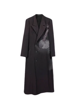 Змеиная и женская куртка-тренч, куртки Yohji Yamamoto, мужской тренч, длинное мужское пальто, мужская одежда, пальто Унисекс, мужской длинный костюм Изображение