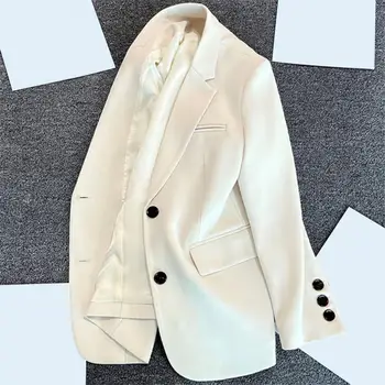 Красивое женское костюмное пальто с защитой от морщин, Свободный женский Блейзер в деловом стиле OL, женское костюмное пальто Изображение