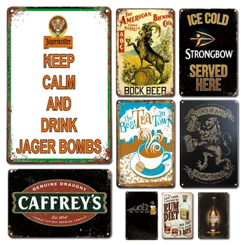 Винтажная металлическая табличка Keep Calm Drink Beer, жестяная вывеска, потертый шикарный художественный плакат, живопись, металлическая табличка, знаки, ретро паб-бар, домашний декор Изображение