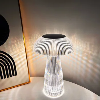 Перезаряжаемый Smart Touch в виде Медузы, хрустального Гриба, Алмазного Ночника в стиле Ins для украшения стола в спальне Изображение