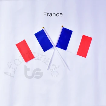 Франция 14 *21 см, 10 штук, баннер, размахивающий флагом, национальный флаг для встречи, парада, вечеринки.Подвешивание, украшение Изображение