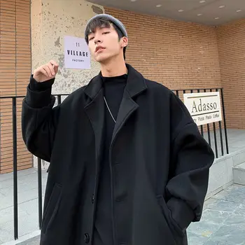 Шерстяная куртка мужская осенне-зимняя молодежная куртка в гонконгском стиле мужская однотонная рабочая одежда студенческая корейская версия куртки Изображение