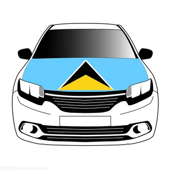 Флаги Saint_Lucia, крышка капота автомобиля, 3,3x5ft/5x7ft, 100% полиэстер, баннер на капоте автомобиля Изображение