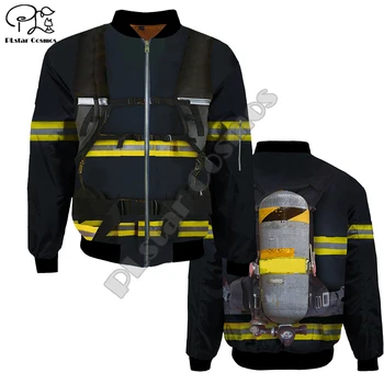 Зимние Мужские Унисекс, пожарные, 3D принт, теплые куртки-бомберы, женские Толстые Повседневные летные куртки пожарного с длинным рукавом, пальто, верхняя одежда Изображение