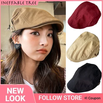 INS Японский бренд уличной моды, Однотонная шляпа-берет, Женская Весенне-летняя и осенняя хип-хоп противоизносная кепка, Мужская крутая шляпа Изображение