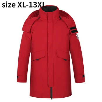 Новое поступление, Модный Высококачественный Пуховик, Мужская куртка средней длины, Оверсайз, Съемное Утолщенное Пальто с капюшоном, большие размеры XL-13XL Изображение