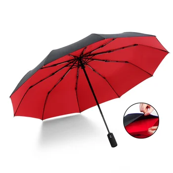 Ветрозащитный двухслойный зонт, полностью автоматический, от дождя, для мужчин и женщин, 10 К, Роскошные деловые мужские большие зонты, зонтик Изображение