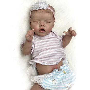 45 см, полностью силиконовая кукла Reborn Premie Для новорожденных, Твина для маленьких девочек, Подробная ручная роспись, Коллекционная художественная кукла Изображение