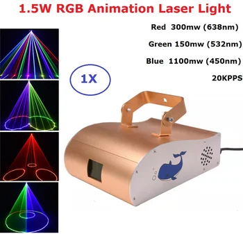 лазерный проектор RGB мощностью 1550 МВт, Профессиональный Световой эффект Stgae, контроллер DMX 512, сканер, Диджейское оборудование, Лазерная Светомузыка для Вечеринок Изображение