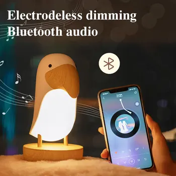Zoyaloo Cute Bluetooth LED Night Light Toucan Bird USB Перезаряжаемая Настольная лампа для Спальни С регулируемой Яркостью, Домашнее освещение, Bluetooth Динамик Изображение