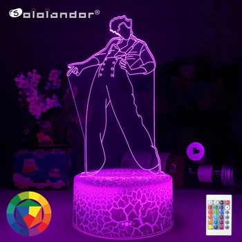 SOLOLANDOR Новая 3D ночная лампа Подарок для фанатов, светильник для декора спальни, светодиодный сенсорный датчик, меняющий цвет, Рабочая настольная лампа, Прямая поставка Изображение