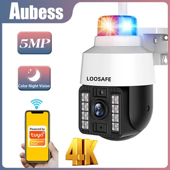 AUBESS 4K 5MP PTZ WiFi IP Беспроводная Камера Tuya Smart Outdoor Home Security 4-Кратный Цифровой Зум Купольная Камера Видеонаблюдения Изображение