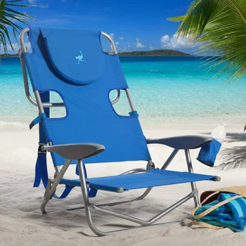 Стальной пляжный стул с рюкзаком - BlueOutdoor Портативный складной стул для кемпинга, складной стул для рыбалки Изображение