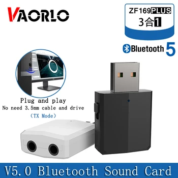 VAORLO 5,0 USB Bluetooth Адаптер 3 в 1 Стерео Аудио Bluetooth Приемник Передатчик 3,5 ММ AUX USB Беспроводной Ключ Для ПК ТВ Автомобиля Изображение