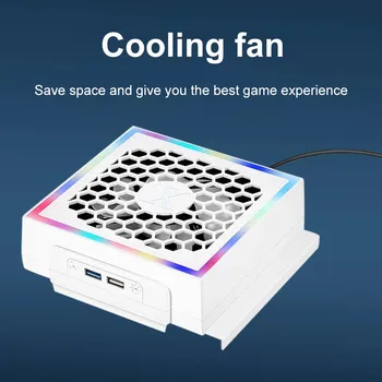Вентилятор охлаждения игровой консоли для Xbox Series S, верхняя пылезащитная крышка, 3-ступенчатая регулируемая Система охлаждения вентилятора, 2 USB RGB подсветки для дыхания Изображение