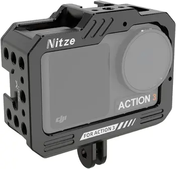 Клетка для камеры Nitze DJI Osmo Action 3, встроенный магнитный быстроразъемный адаптер и холодная обувь, защитный чехол Изображение