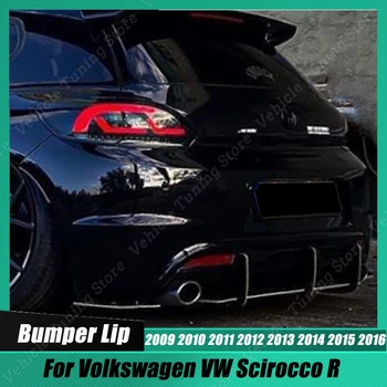 Черный диффузор заднего бампера, Выхлопной кронштейн, Сплиттер, спойлер, губа для Volkswagen VW Scirocco R 2009-2016, Автомобильный Стайлинг Изображение