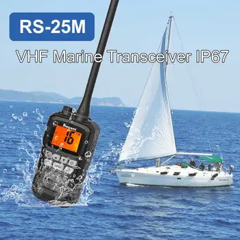 Новейшая морская радиостанция RS-25M VHF IP67 Водонепроницаемая 156.000-163.275 МГц Портативная плавающая Радиостанция Stadion Walkie Talkie Изображение