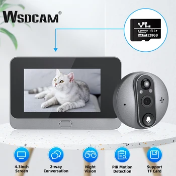 Wsdcam 4,3-дюймовый ЖК-экран, камера-глазок TUYA, Беспроводной WiFi Видеодомофон, домашний видеодомофон, комплекты для системы контроля доступа Изображение