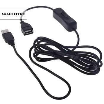 1 шт. USB-удлинитель с переключателем от мужчины к женщине, черный USB-удлинитель для передачи данных, кабель питания длиной 2 м Изображение