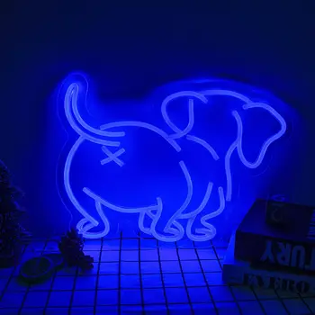 Милая собачка, светодиодная неоновая вывеска, Детская комната, ИСКУССТВО, Настенный ночник, лампа для украшения вечеринки, неоновый светильник с питанием от USB Изображение