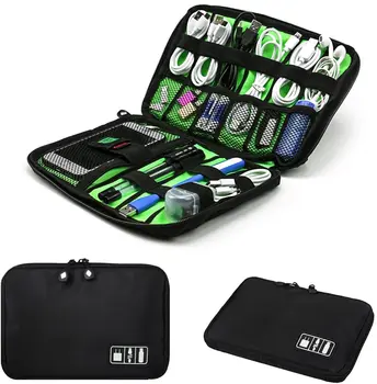 Портативный Кабельный Органайзер, сумки для хранения, чехол, USB-кабель для передачи данных, провод для наушников, ручка, Блок питания, Цифровые гаджеты, Дорожные сумки Изображение