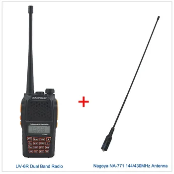 Двухдиапазонная рация Baofeng UV-6R 136-174 МГц и 400-520 МГц Двухдиапазонный двухсторонний радио FM-трансивер с Наушником и антенной NA-771 Изображение