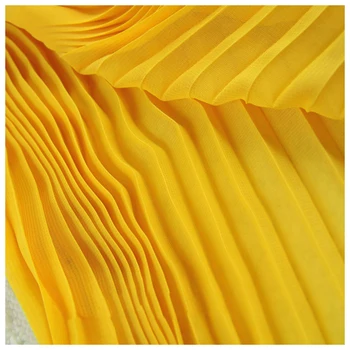 2 метра Имбирно-желтого цвета в гармошку, плиссированная шифоновая ткань для платья, материалы для одежды 150 см 59 