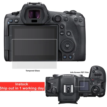 для камеры Canon EOS R R5, закаленное защитное самоклеящееся стекло, основной ЖК-дисплей + защитная пленка для экрана с информацией о пленке Изображение