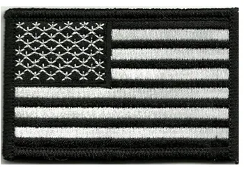 Нашивка с флагом США - черно-белая, размер 2 
