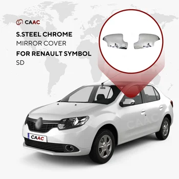 Для Renault Symbol SD 2013-2022 Хромированная крышка бокового зеркала из нержавеющей стали, 2 предмета, аксессуары для левой и правой дверей, модифицированный дизайн автомобиля, оборудование Изображение