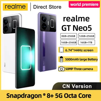 смартфон Realme GT NEO 5 150 Вт 240 Вт Super Charge Snapdragon 8 + 5G Octo Core 6,74 1,5 K Экран 144 Гц 50 Мп IMX890 NFC Мобильный телефон Изображение