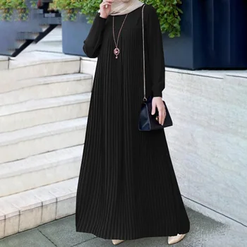 Мусульманские модные женские платья Eid Abaya, Весенний Элегантный Сарафан с длинными рукавами, Vestidos, Турецкий халат, Одежда Изображение