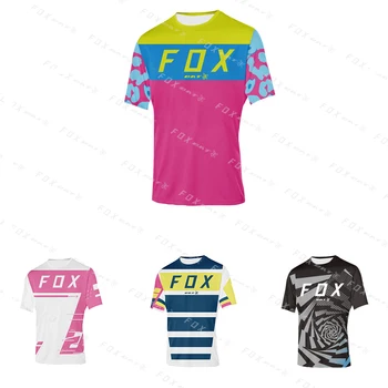 Быстросохнущая Рубашка С короткими рукавами Для Скоростного спуска На горных велосипедах MTB, футболка Offroad DH Bat Fox, Мужская Майка для велоспорта Изображение