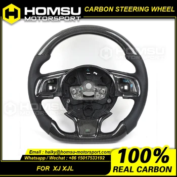 Изготовленное на заказ рулевое колесо из углеродного волокна alcantar для jaguar 2010-2019 XJ XJL racing wheel convertible Изображение