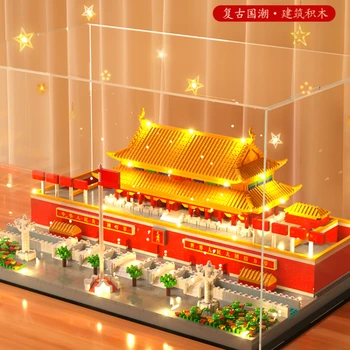Строительные блоки Тяньаньмэнь Высокой сложности, Детское здание, Интеллект взрослых, собранные игрушки, подарки детям на день рождения Изображение