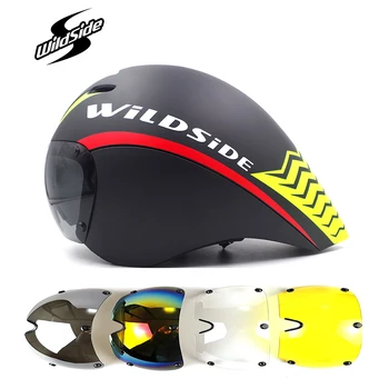 Wildside Bike timetrial Race ironman tt Triathlon аэро велосипедный шлем дорожный велосипедный шлем с линзами очки козырек Аксессуары Изображение