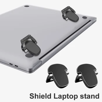 2 шт., металлическая складная подставка для ноутбука, Универсальная нескользящая основа для Macbook Pro Air, кронштейн для ноутбука Lenovo, Аксессуары для ног Изображение