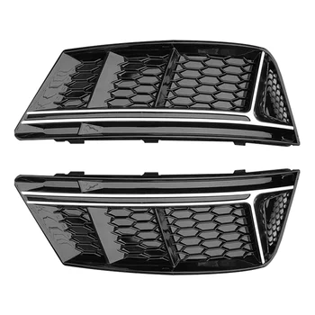 Для-Audi A4 B9 Стандартный бампер 2016-2019 Передний Бампер, крышка противотуманной фары, Отделка противотуманных фар, решетки из ячеистой сетки Изображение