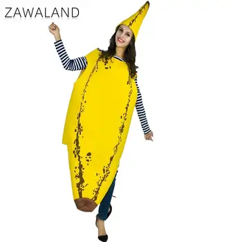 Женский Карнавальный костюм Zawaland Fun Banana, Женский Праздник урожая, Фруктовый комбинезон, Карнавальный костюм на Хэллоуин, одежда для родителей и детей Изображение